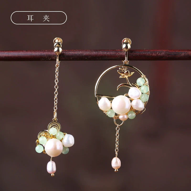 Pearl Tassels Chinese Style Earrings