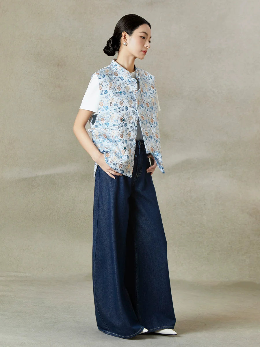 Porcelain - New Chinese Style Jacquard Women Vest