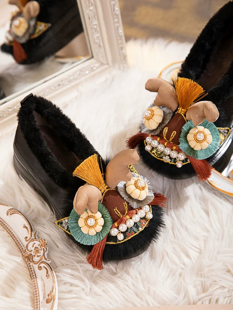 Juliette - Traditional Chinese Lion Furry Shoes