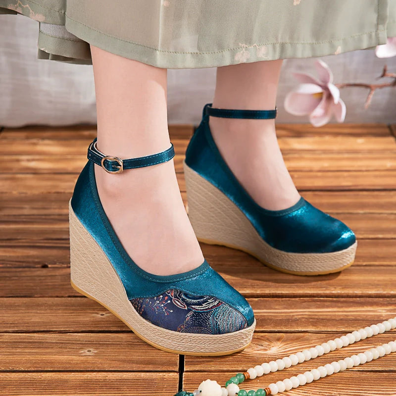 Emilia - Wedge Heels Embroidered Qipao Shoes