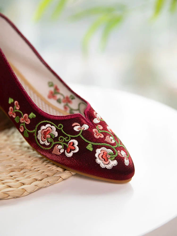 Esme - Floral Embroidered Cheongsam Shoes