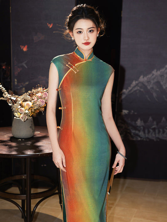 Qicai Jinhua 绮彩锦华 - Sleeveless Retro Style Long Cheongsam