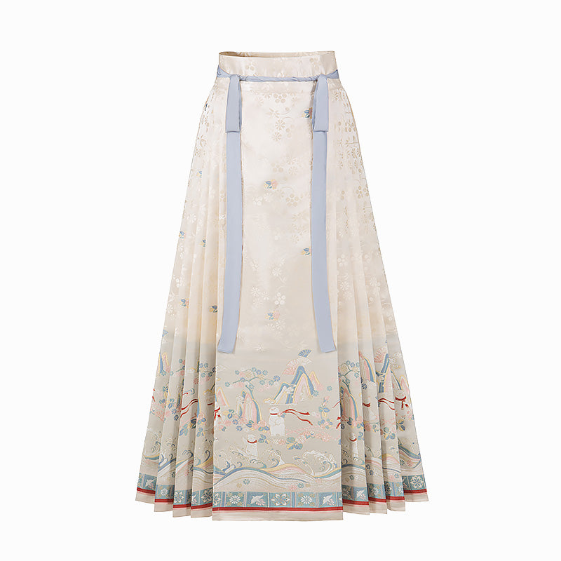 Northern Lights 北极之光 - Pipa Sleeve Top & Mamianqun Ming Dynasty Hanfu Set