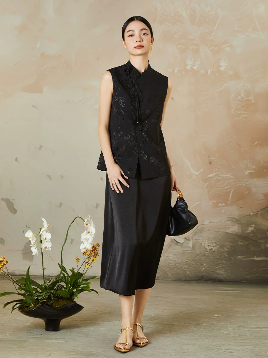 Onyx - New Chinese Style Jacquard Women Vest