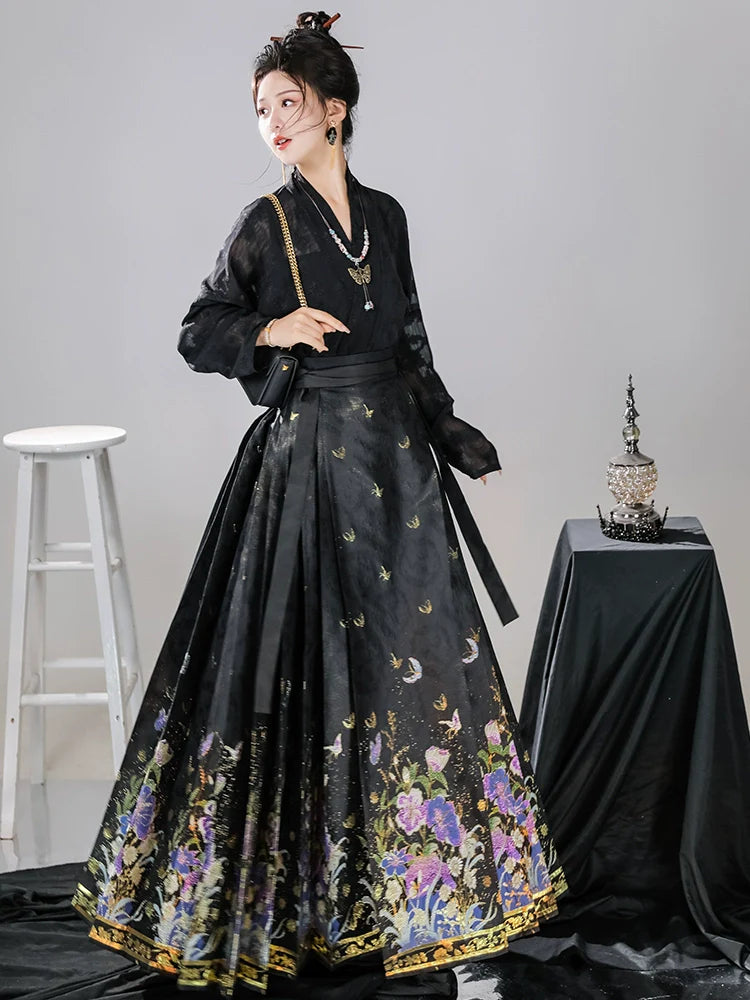 Ming Dynasty Modern Hanfu, Mamianqun, Flower Spirit 花为棂