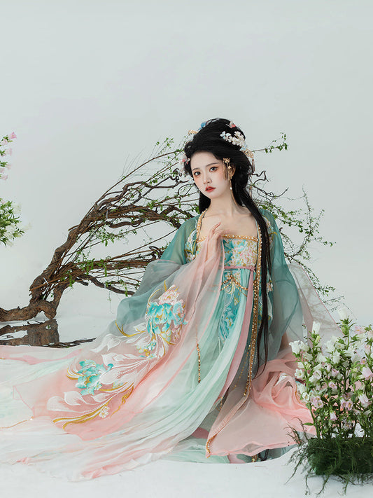 Qing Yu 青羽 - Fairy Spring and Summer Daily Tang Dynasty Style Qixiong Ruqun