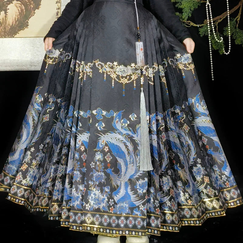 Sapphire Phoenix - New Chinese Style Ming Dynasty Hanfu Matching Set