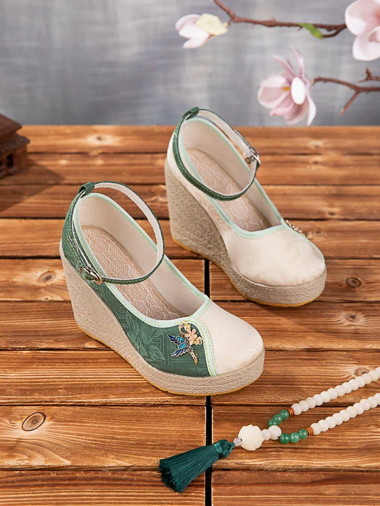 Delilah - Wedge Heels Embroidered Cheongsam Shoes