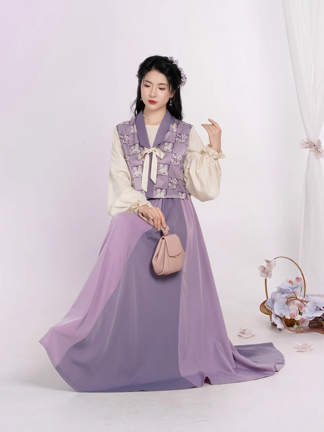 Taro Milk Tea 芋泥奶茶 - New Chinese Style Tang Dynasty Beizi Hanfu (Preorder)