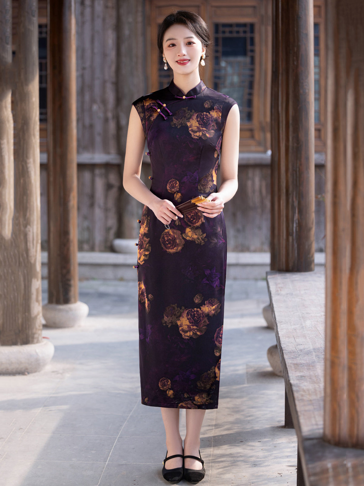 Deep Purple - Old Shanghai Style Cheongsam Dress
