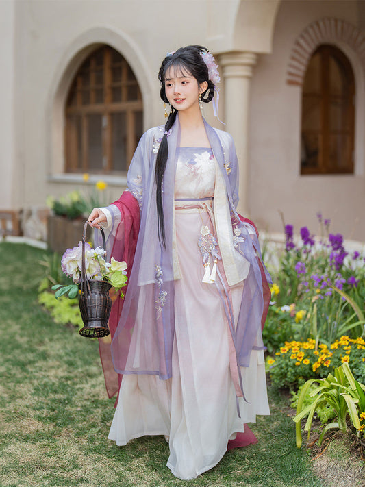 Zi Xun 紫薰 - Fairy Spring and Summer Daily Song Dynasty Style Qiyao Ruqun Hanfu (Preorder)