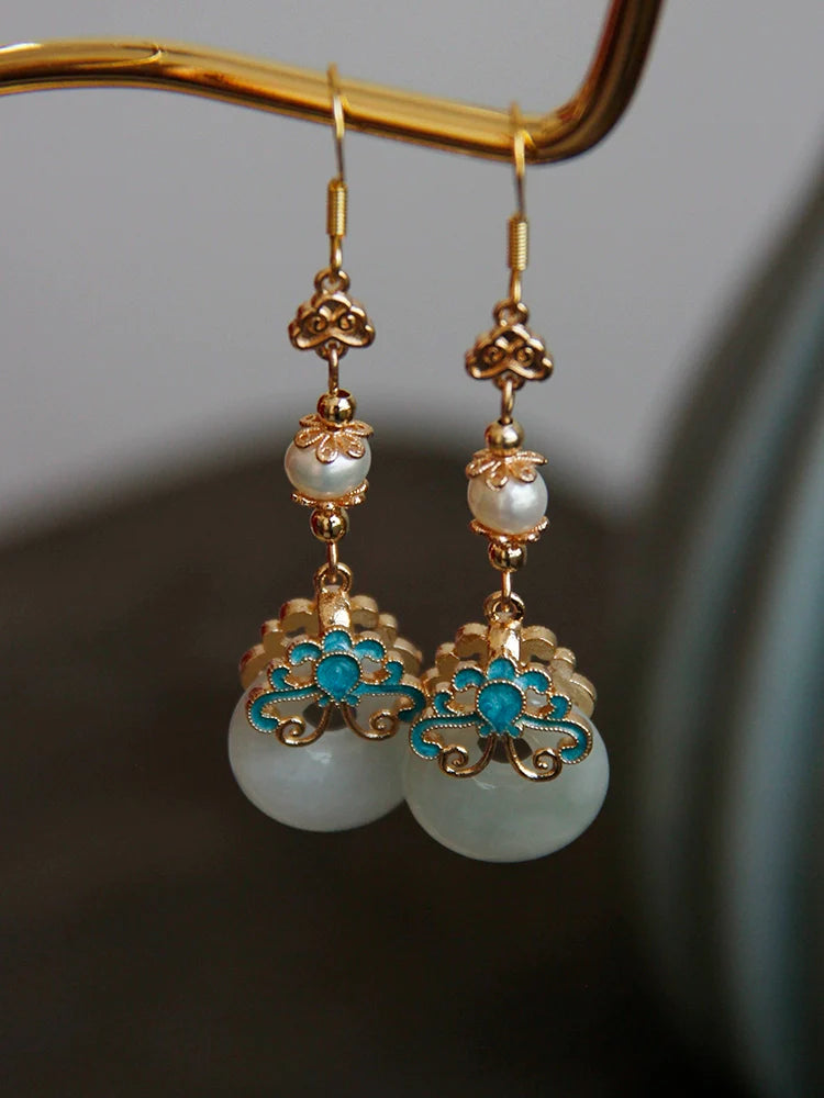 Jade Ping'an Chinese Style Earrings