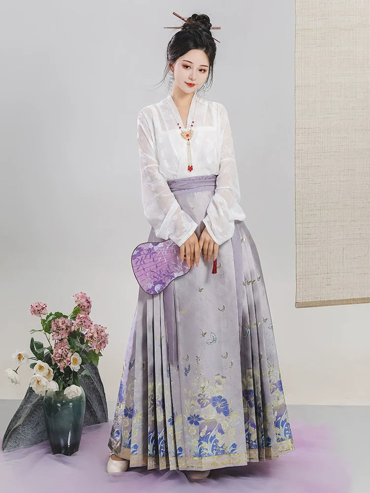 Ming Dynasty Modern Hanfu, Mamianqun, Flower Spirit 花为棂