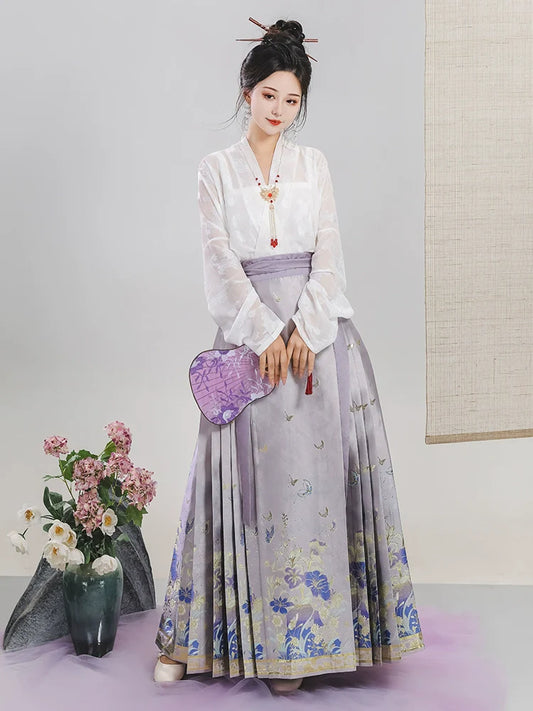 Ming Dynasty Modern Hanfu, Mamianqun, Flower Spirit 花为棂