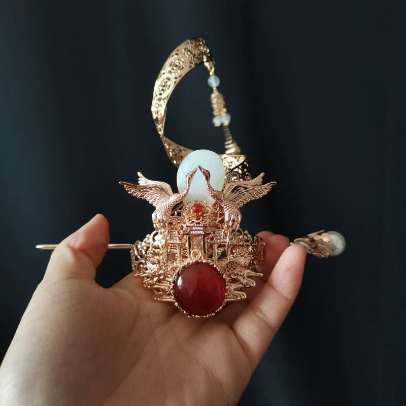 Spiral Cranes - Unisex Hanfu Hair Crown