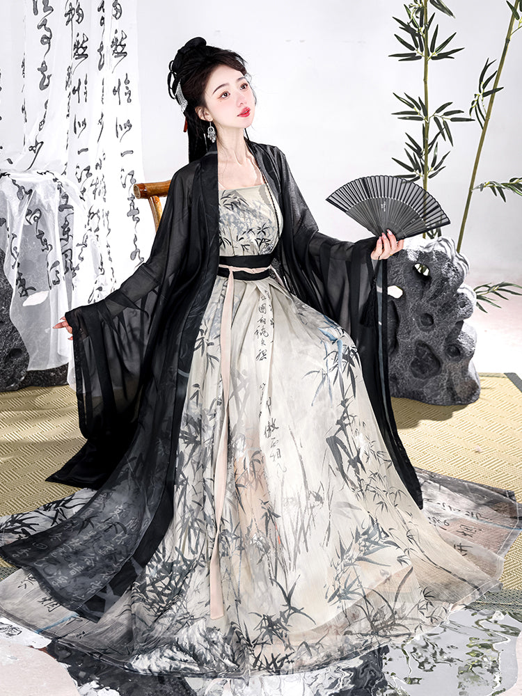 Ink Bamboo 墨竹 - Song Dynasty Style Qiyao Ruqun Hanfu