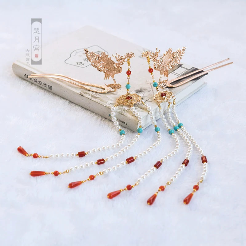 Hanfu Hair Accessories Set: Phoenix Flames