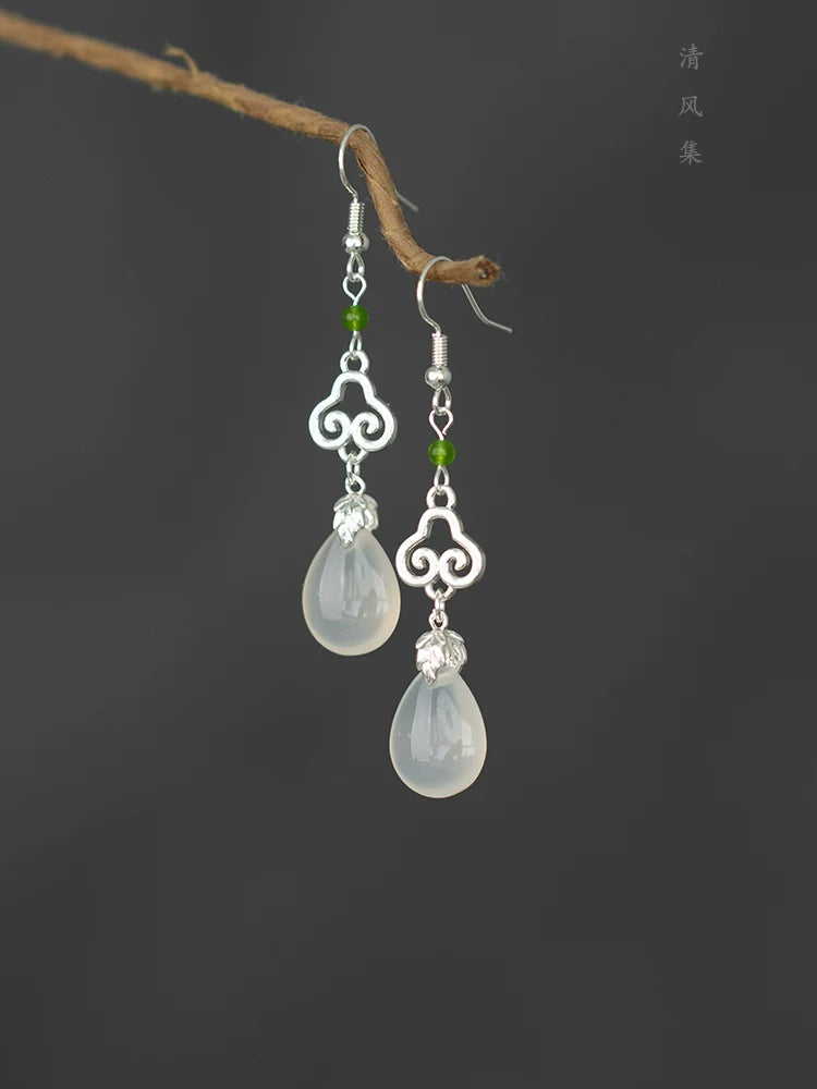 Silver Antique Chinese Style Earrings
