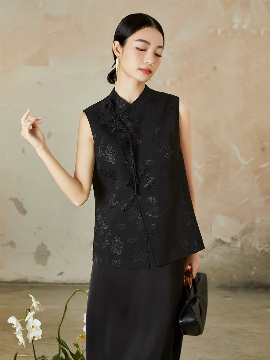 Onyx - New Chinese Style Jacquard Women Vest