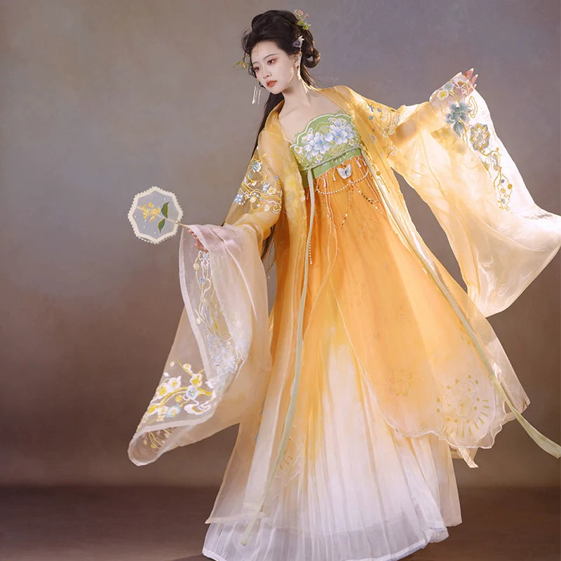 Pink Sunlight - Tang Dynasty Style Hanfu Dress Heziqun