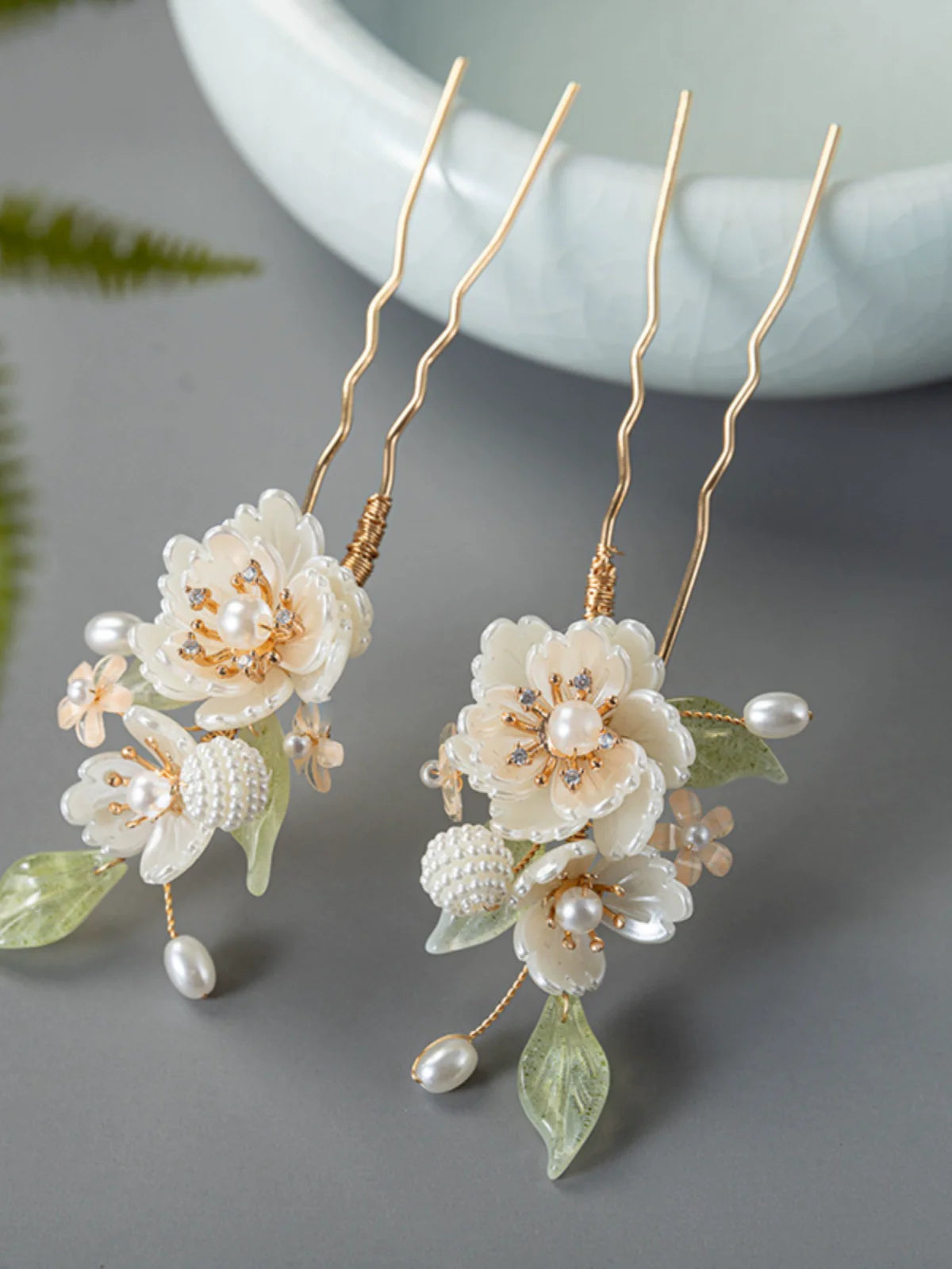 Hanfu Hair Accessories Set: White Rose