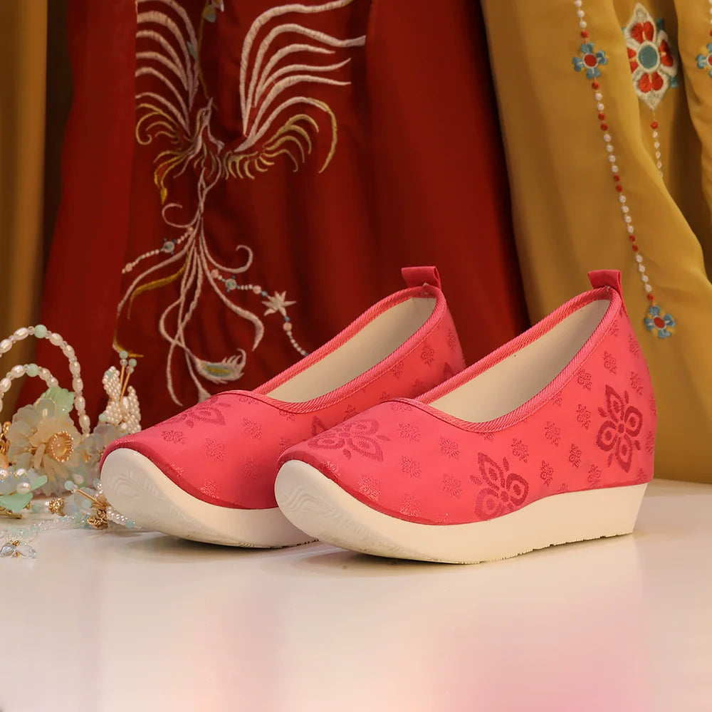 Golden Jade Leaf - Traditional Satin Shoes for Hanfu