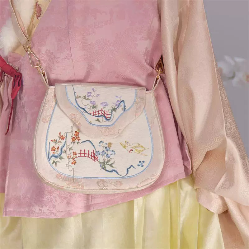 Flowers and Birds Crossbody Merchant Bag for Women