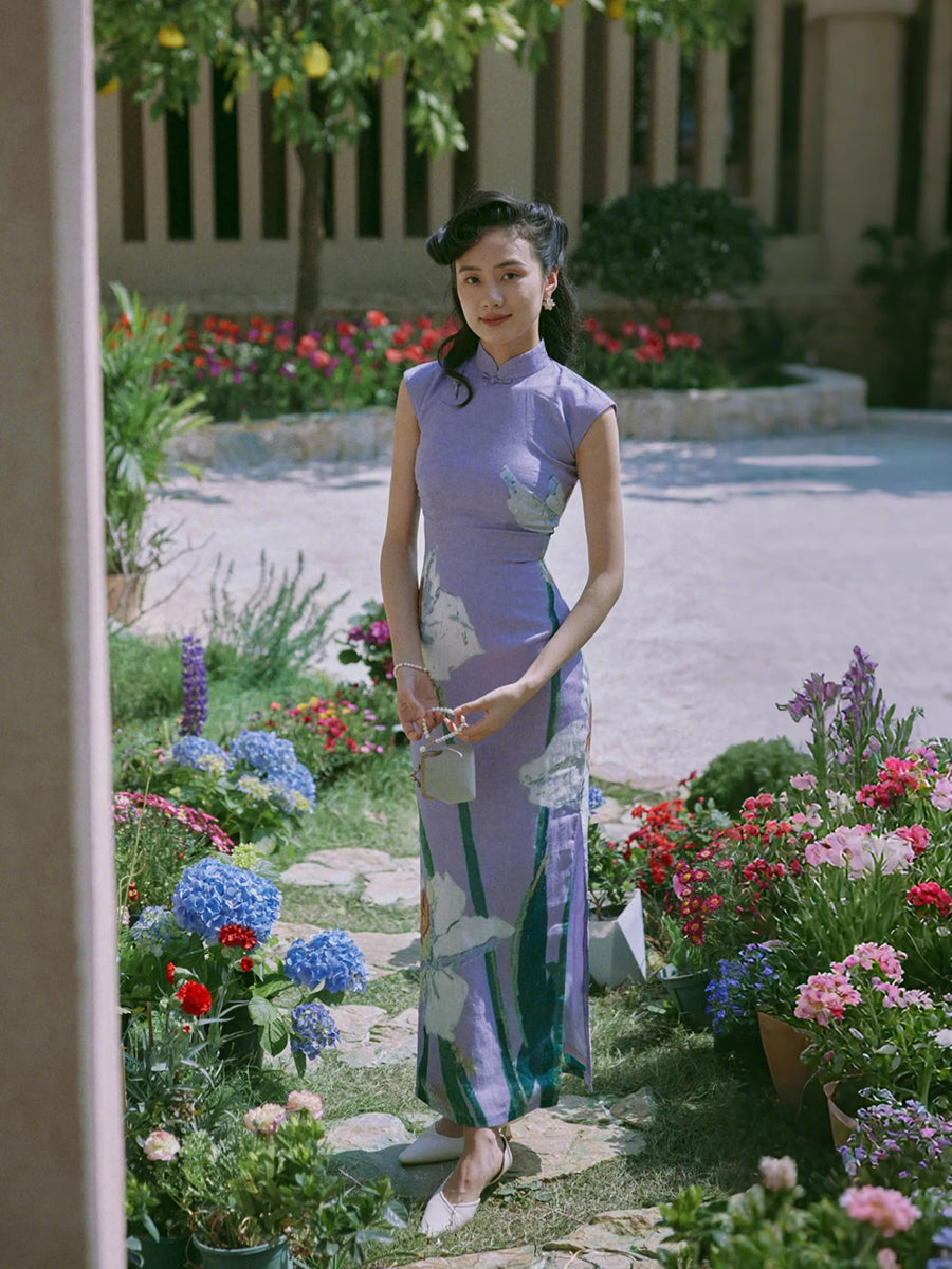 Chuding 初绽 - Spring and Summer Short Sleeve Hong Kong-Style Ramie Cheongsam (Preorder)
