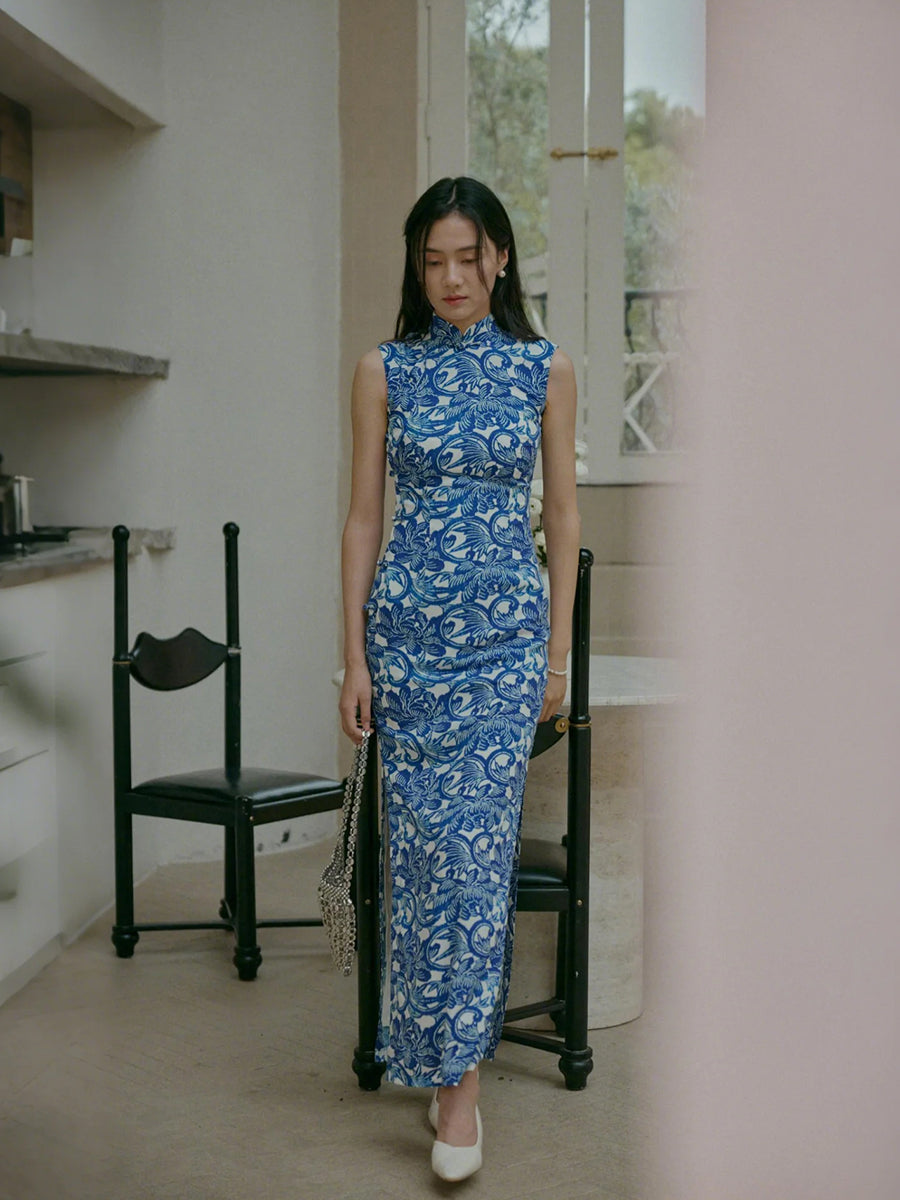 Blue Glaze 蓝釉 - Spring and Summer Short Sleeve Hong Kong-Style Ramie Cheongsam (Preorder)