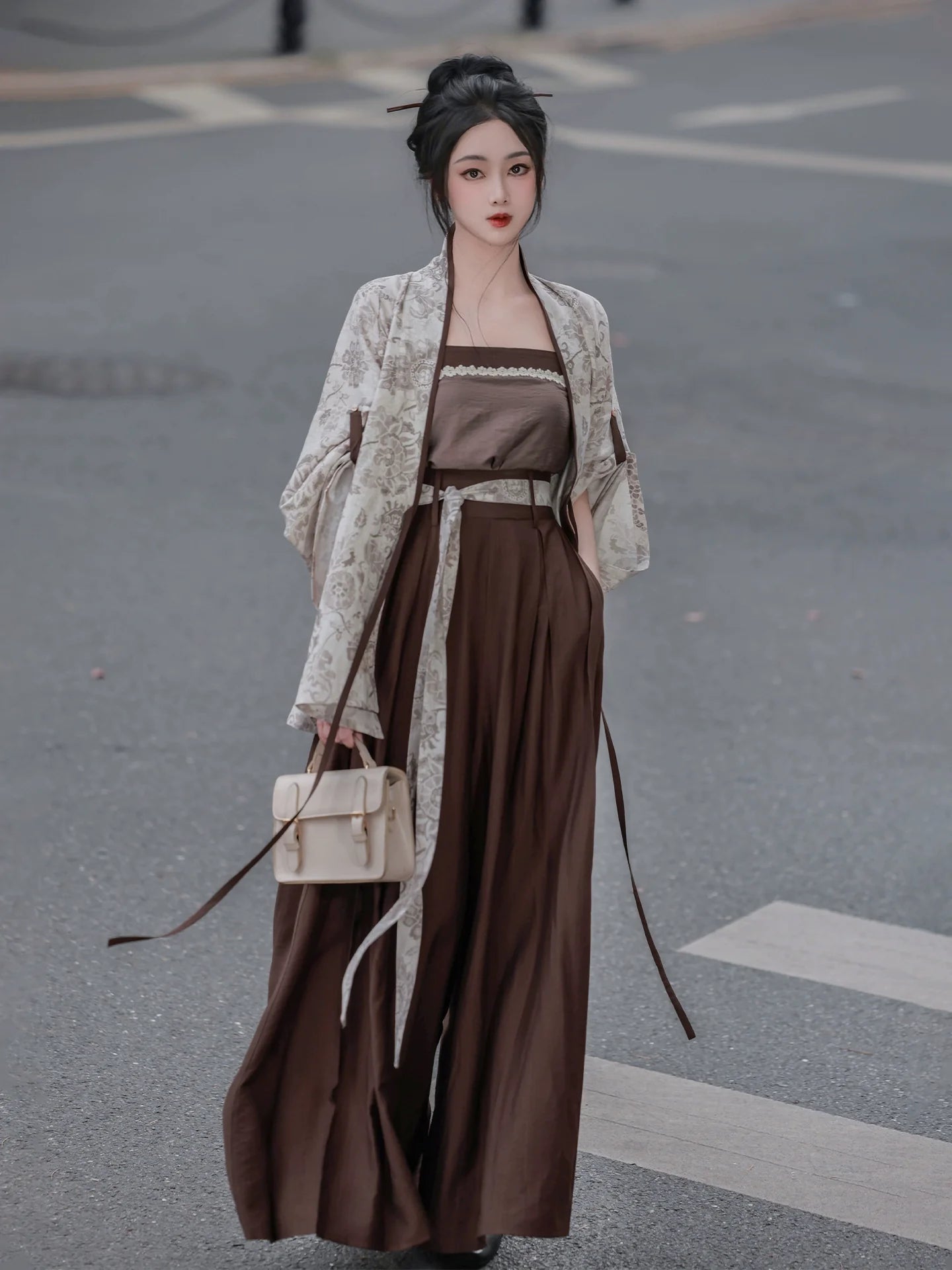 Milk Coffee Wisteria - Modern Song Dynasty Hanfu Outfit (Preorder)