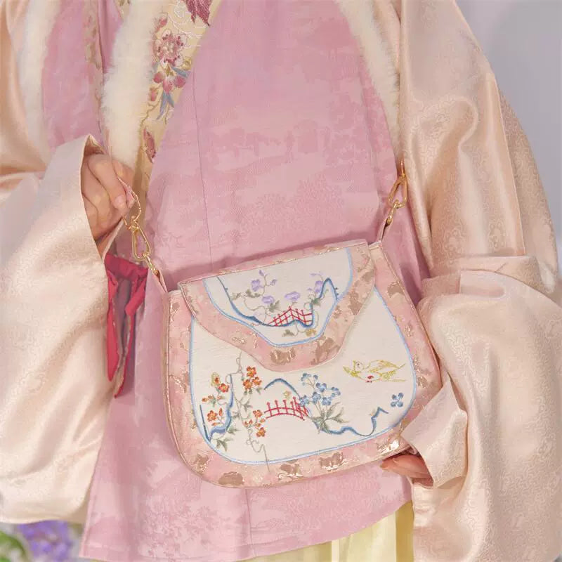 Flowers and Birds Crossbody Merchant Bag for Women