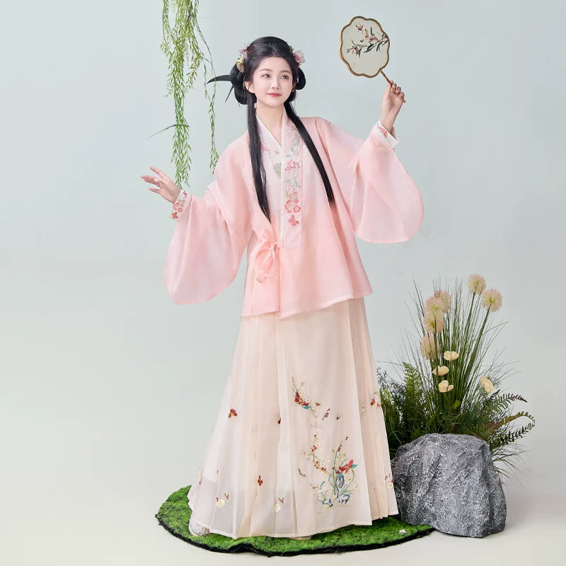 Pastel Linglong - New Chinese Style Ming Dynasty Hanfu Matching Set
