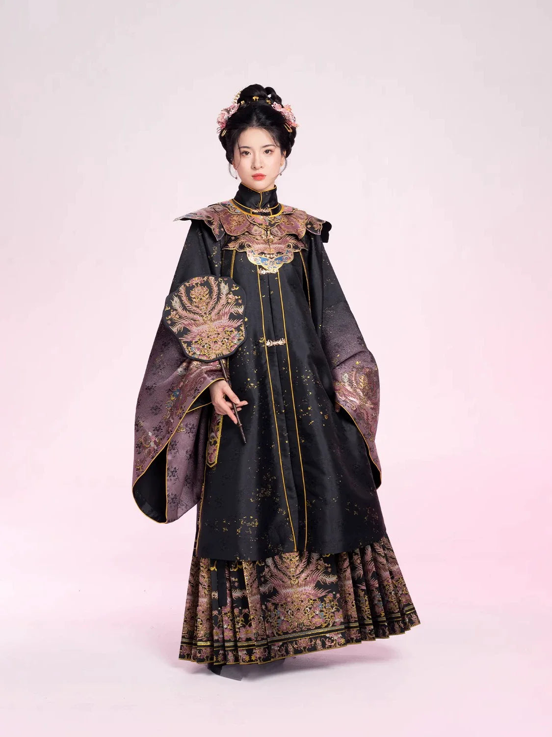 Pink Meteor 粉翠流丹 - Cloud Collar & Mamianqun Ming Dynasty Hanfu Set for Graduation (Preorder)