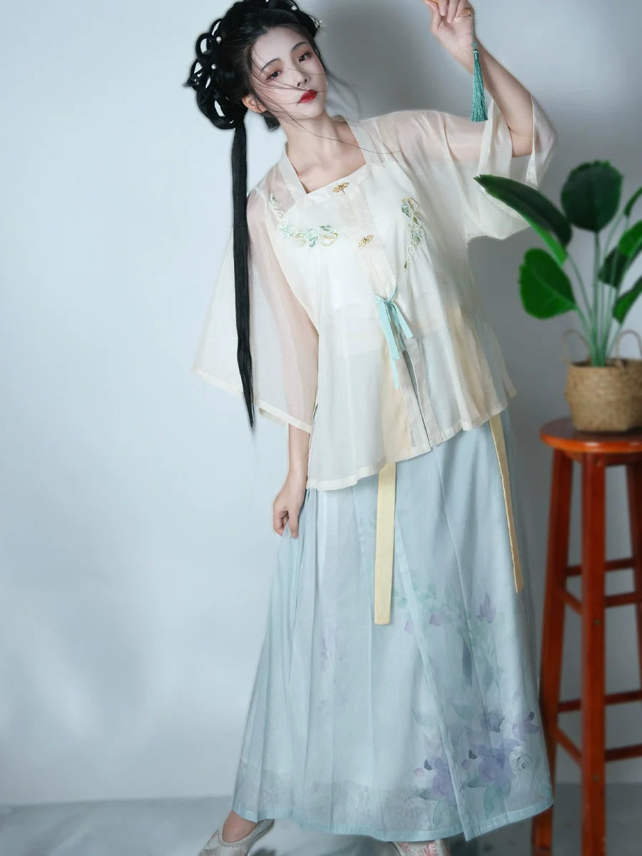 Qianran - New Chinese Style Ming Dynasty Hanfu Matching Set