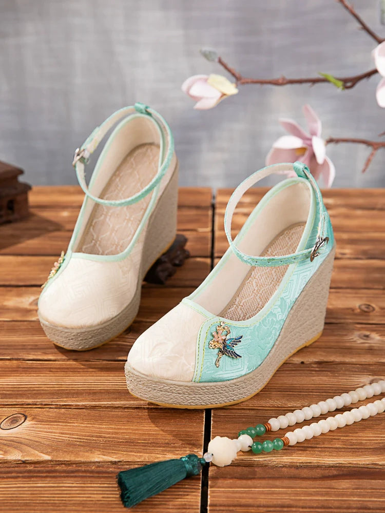 Delilah - Wedge Heels Embroidered Cheongsam Shoes