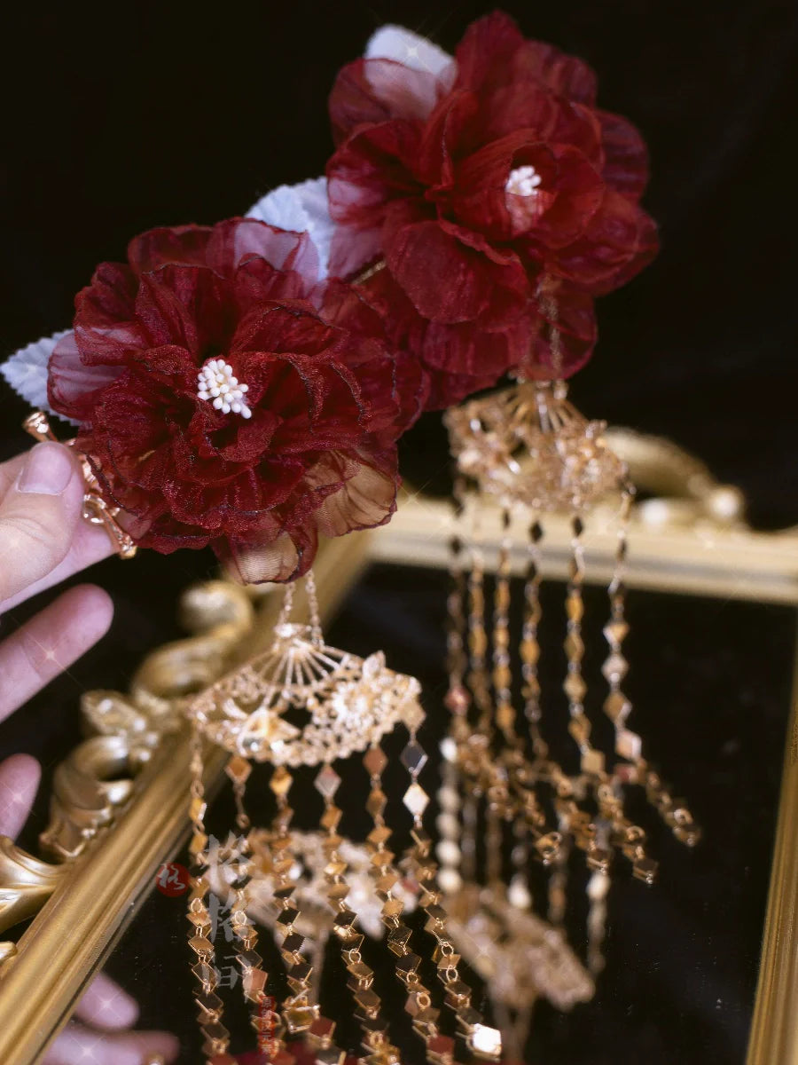 Hair Clips: Crimson Rose