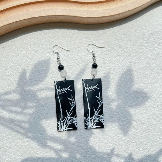 Ink Bamboo Chinese Style Earrings