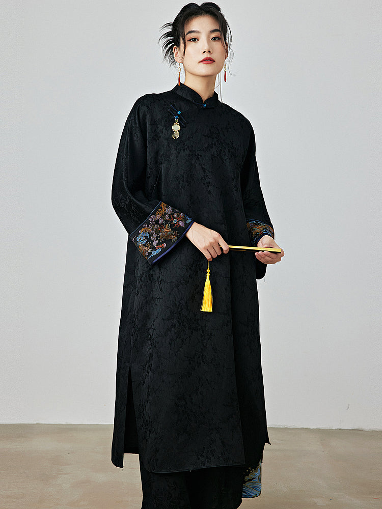 Onyx - Jacquard Satin Cheongsam Dress