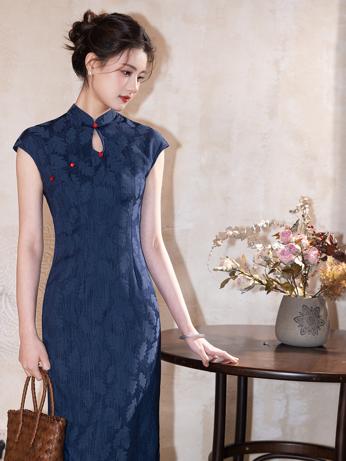 Tibetan Blue - Sleeveless Blue Midi Cheongsam