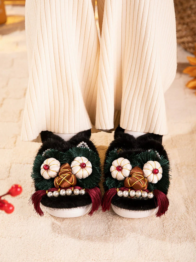 Julia - Traditional Chinese Lion Furry Shoes