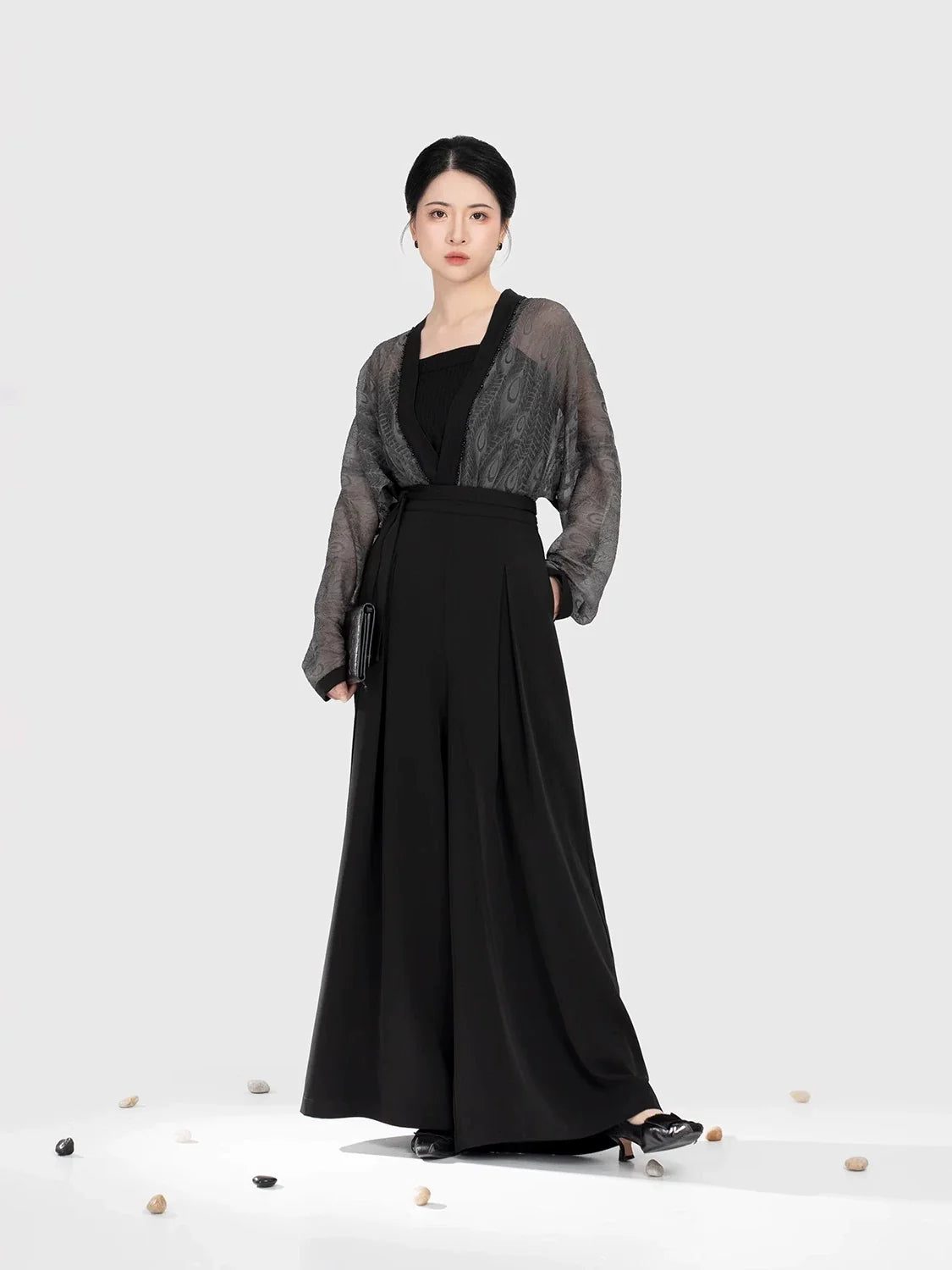 Wu Ling 乌翎 - Modern Song Dynasty Airplane Sleeves Top and Wide-leg Pants (Preorder)