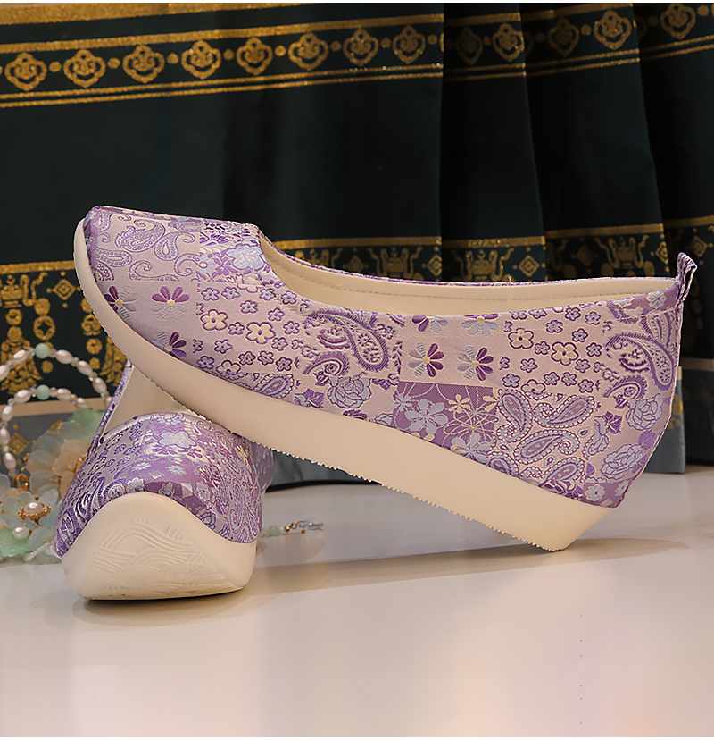 Golden Jade Leaf - Traditional Satin Shoes for Hanfu
