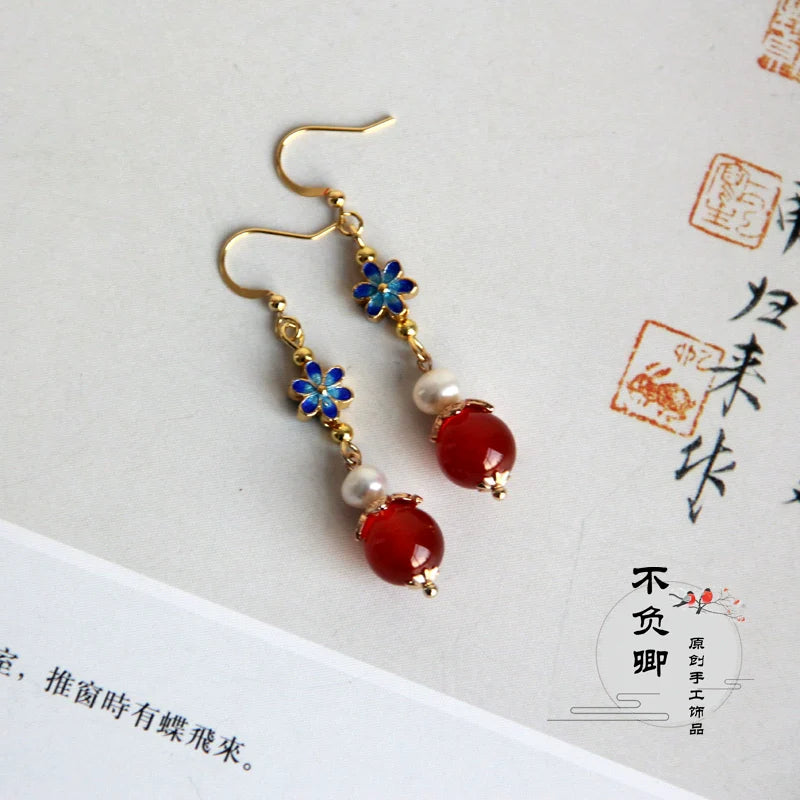 Dark Fleur Chinese Style Earrings