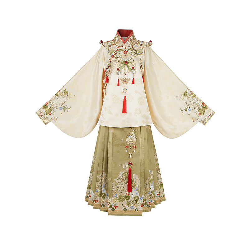 Spirit of Plants and Trees 草木之灵 - Pipa Sleeve Top & Mamianqun Ming Dynasty Hanfu Set