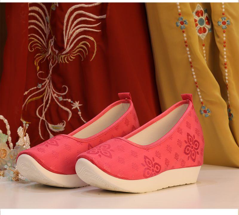 Golden Jade Leaf - Traditional Satin Shoes for Hanfu