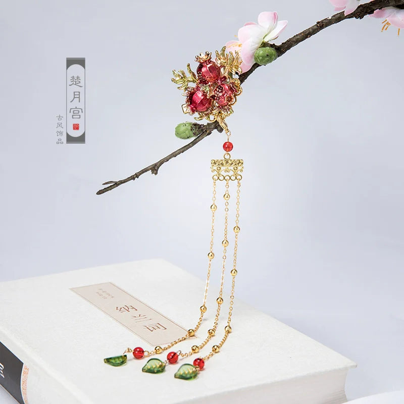 Hanfu Hair Accessories Set: Pomegrante