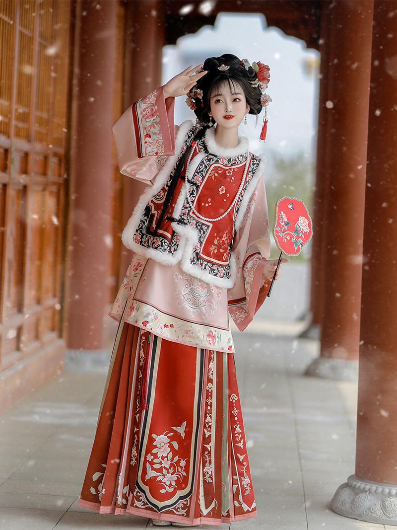 Celadon - Late Qing Dynasty Han Lady Outfit for Autumn and Winter
