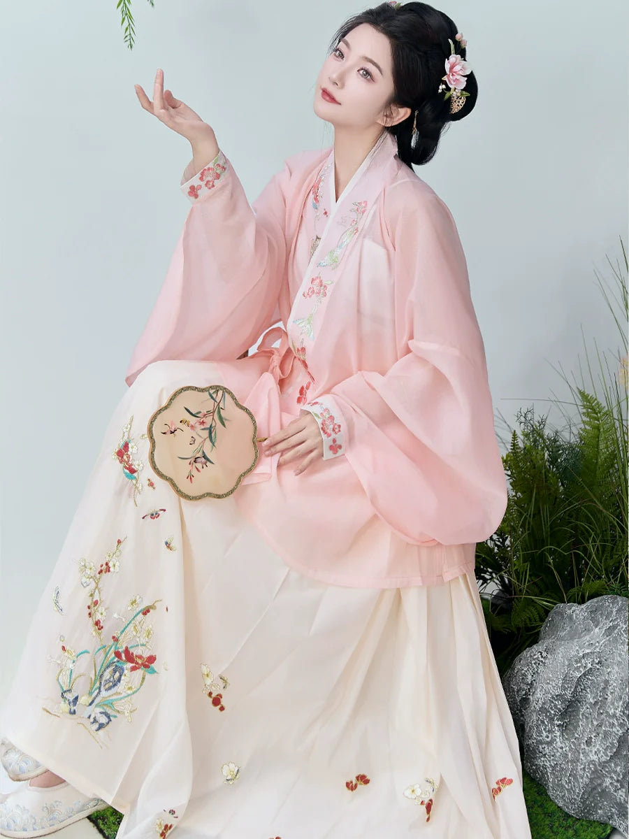Pastel Linglong - New Chinese Style Ming Dynasty Hanfu Matching Set