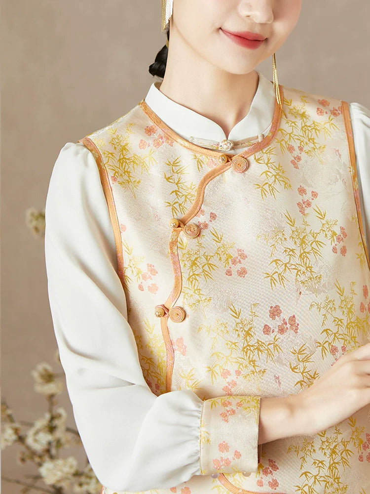 Sweet Tangerine - New Chinese Style Jacquard Women Vest