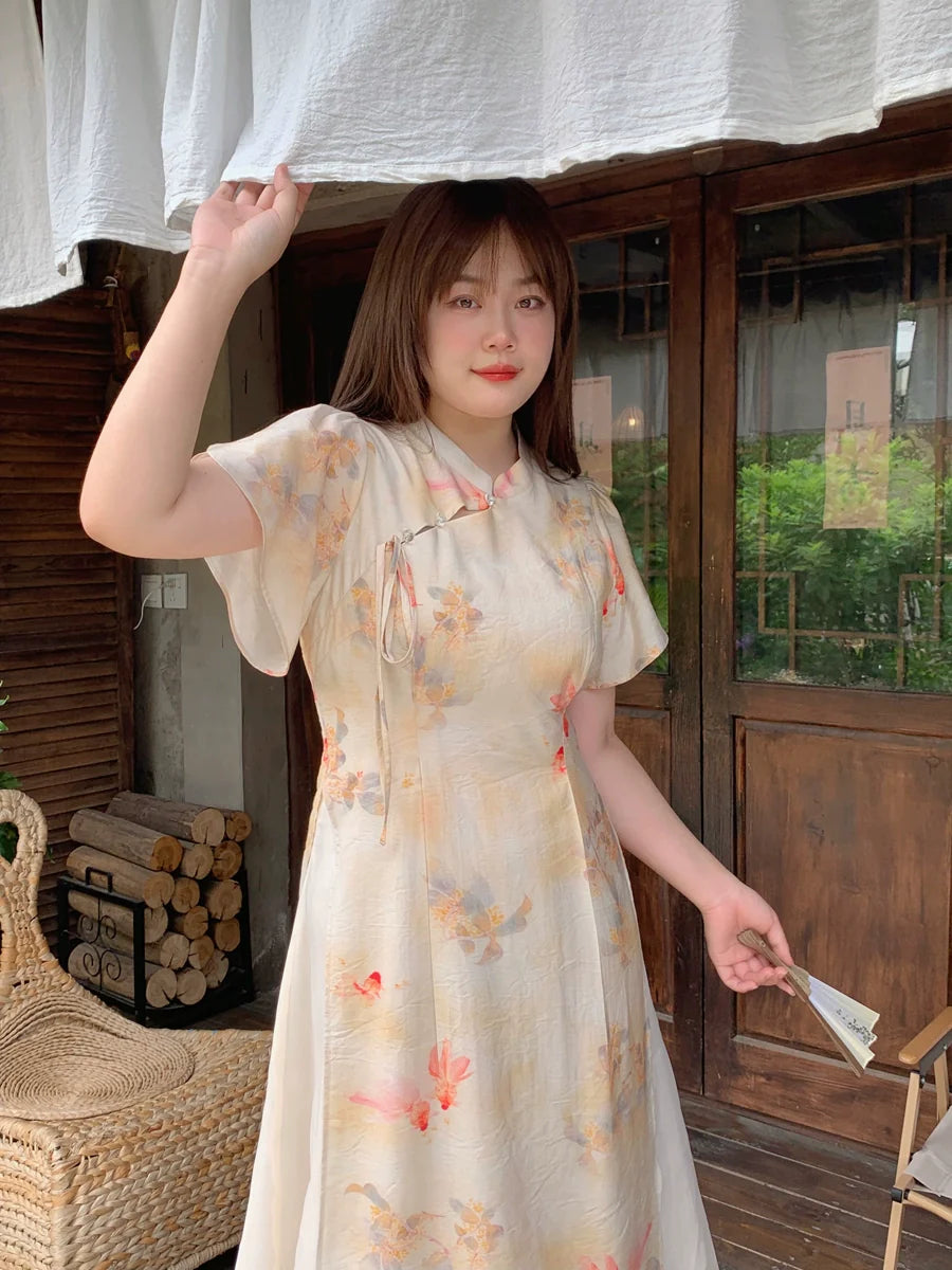 Warm Sun 鱼戏暖阳 - New Chinese Style Cheongsam Dress